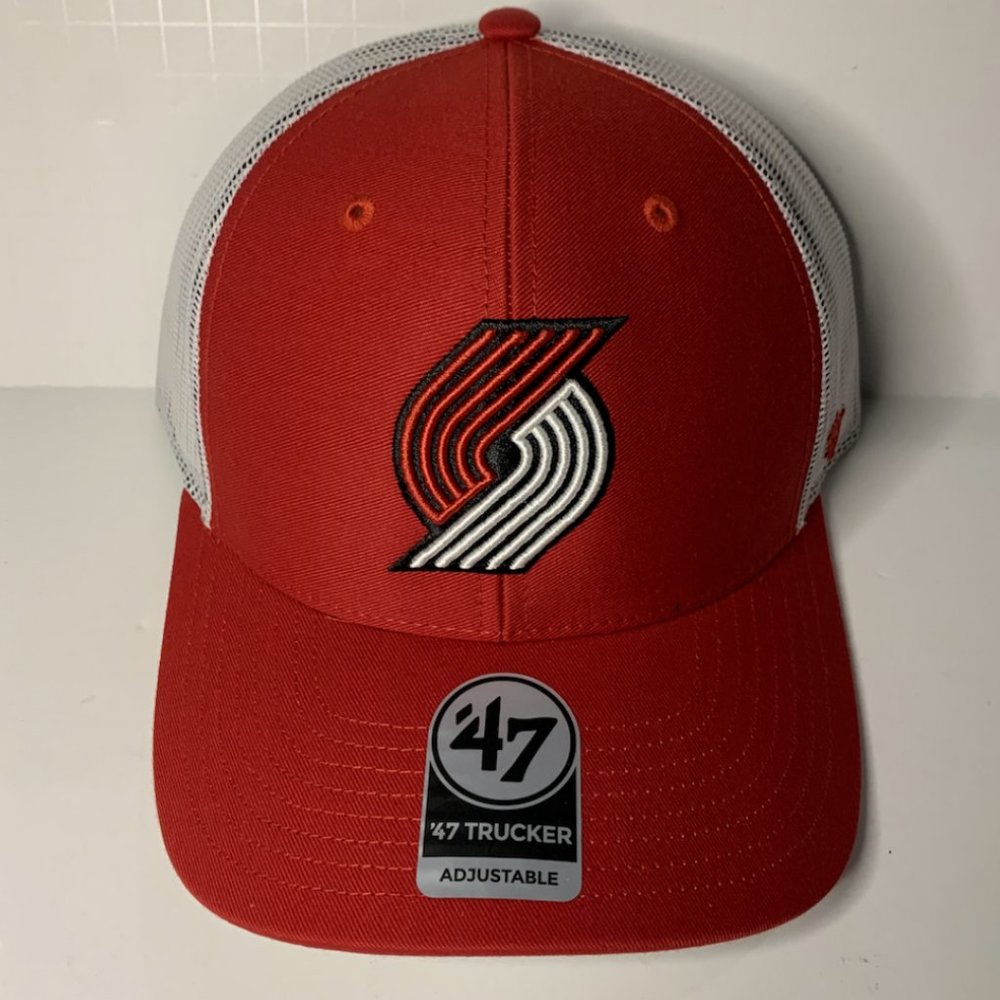 47 Brand Portland Trail Blazers Trucker Hat  (Red) Men's Cap Adjustable NWT